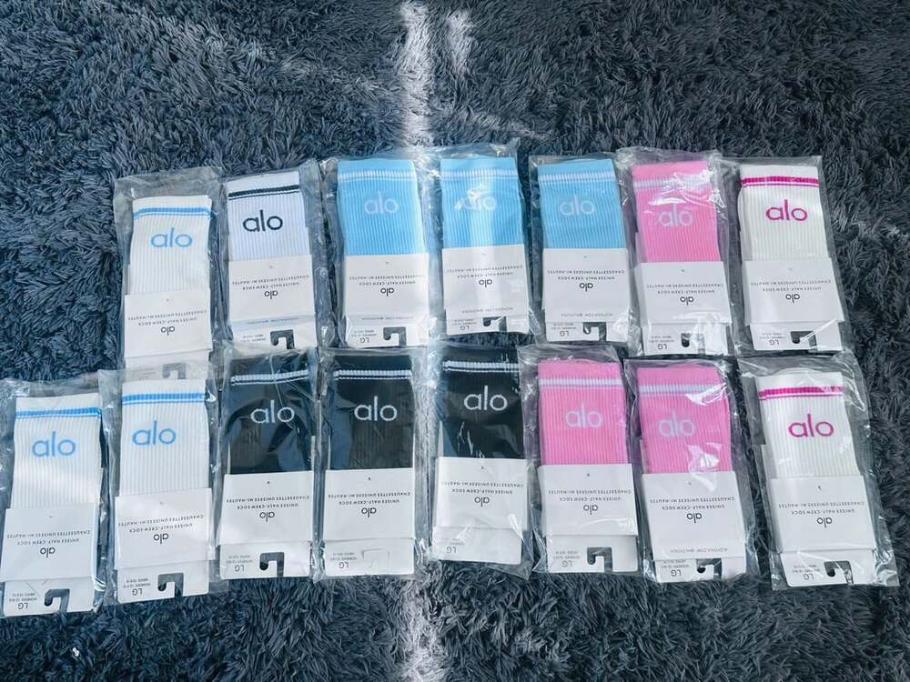 3 RANDOM PAIRS OF Alo Yoga Unisex Half-Crew Throwbacks Socks